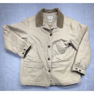 LL Bean Field Coat Jacket Women's Petite XL Canvas Barn Chore Coat Corduroy